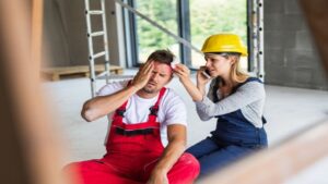 Accident of a Male Worker at the Construction Site