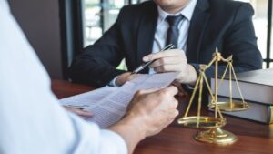 Lawyer Discussing Legal Case with Client 